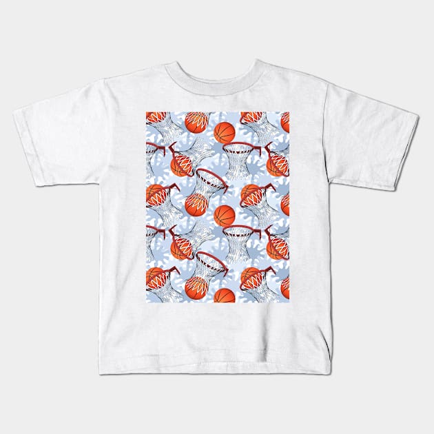 Basketball Pattern Kids T-Shirt by Designoholic